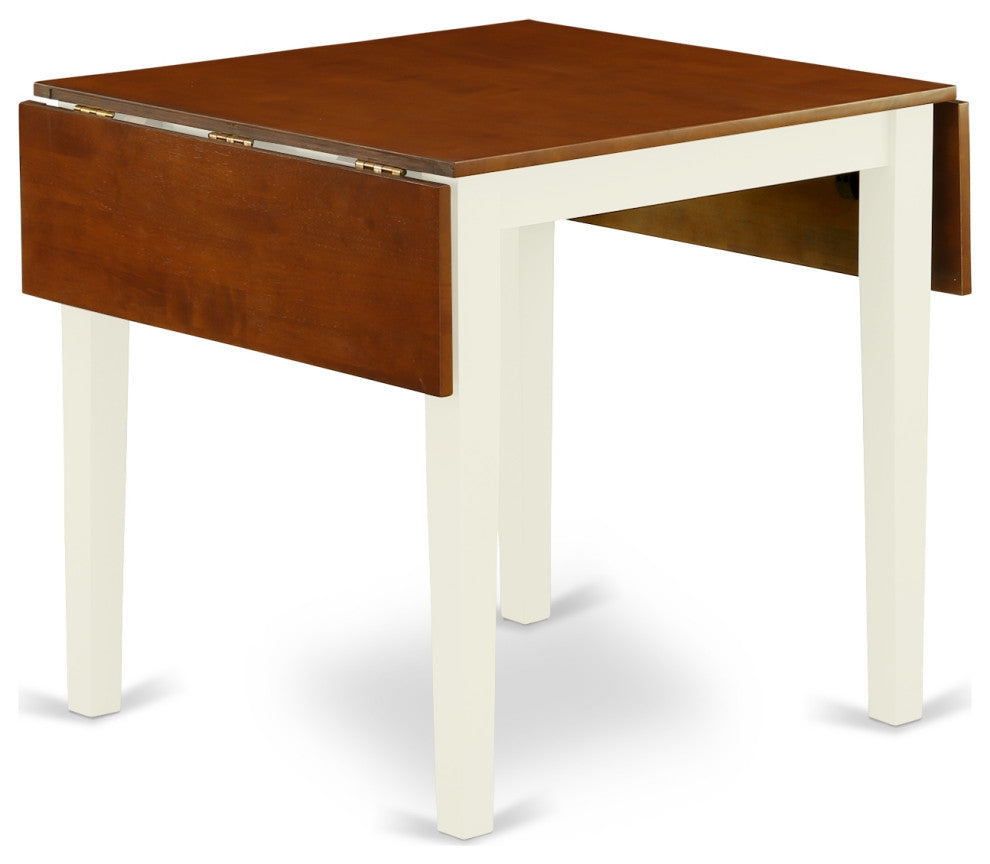 Dining Set 5 Pcs- 4 Wood Chairs, Table, Buttermilk Finish Hardwood Structure.