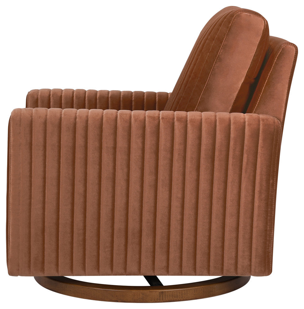 Poe Channeled Swivel Glider, Water Repellent and Stain Resistant, Rust Velvet