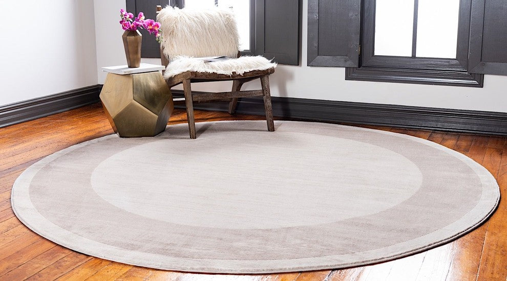 Contemporary Heights 8' Round Crema Area Rug