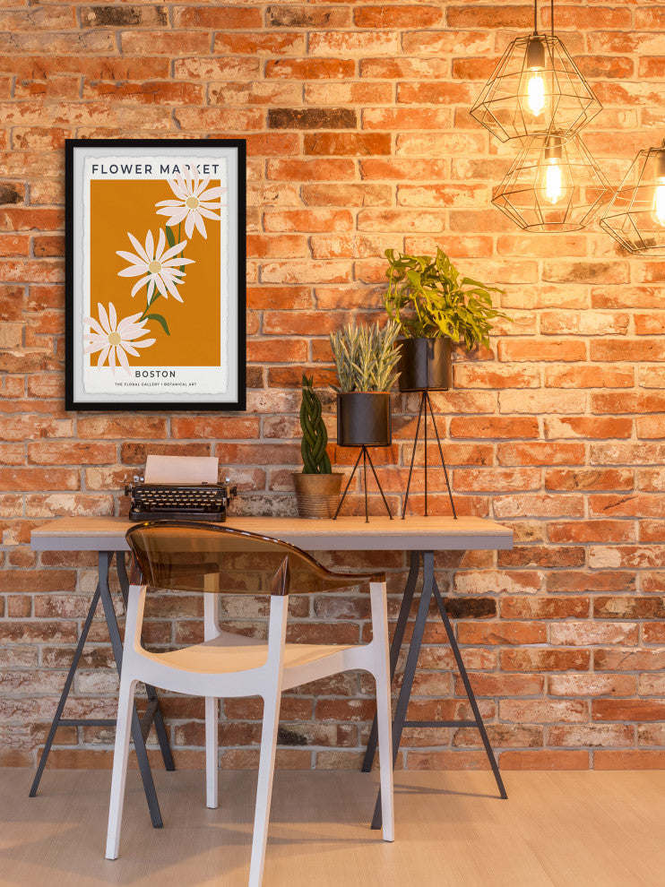 "Flower Market Boston" Framed Painting Print, 12x18