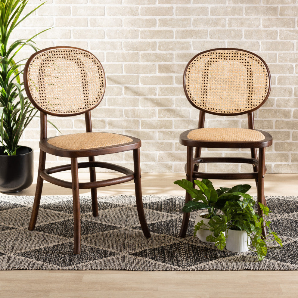 Marcella Mid-Century 2-Piece Dining Chairs, Walnut Brown