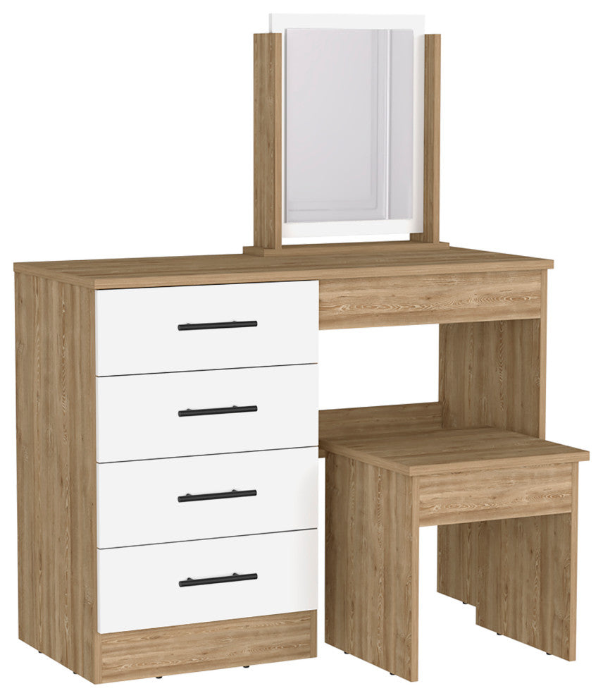 DEPOT E-SHOP Rose Makeup Dressing Table, White/Pine