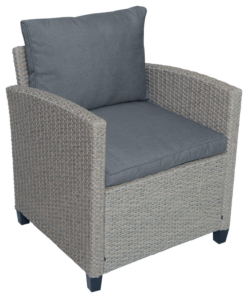 6 Pieces Outdoor Rattan Patio Sectional Sofa Set With Cushions, Dark Gray