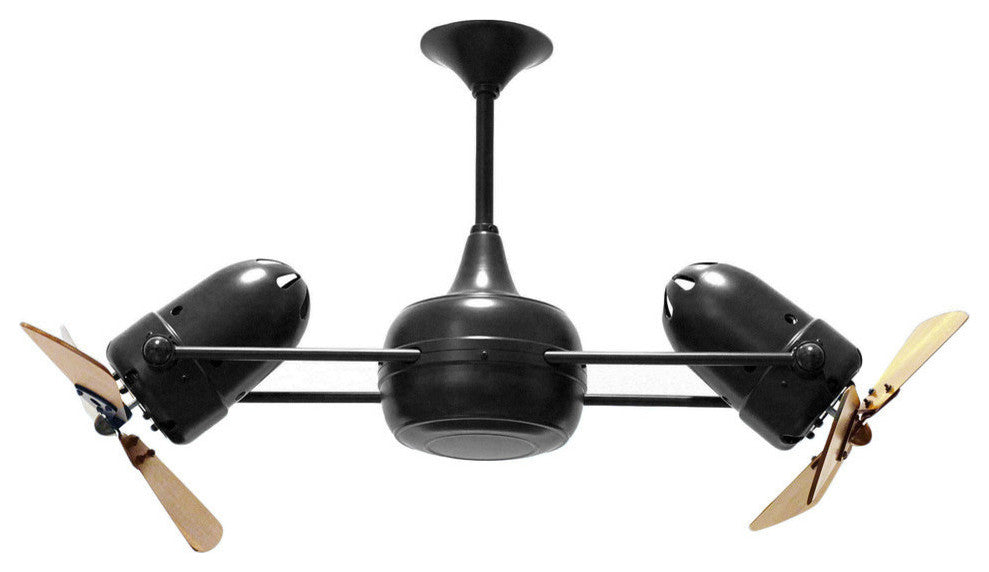 Duplo Dinamico Rotational Ceiling Fan With Mahogany Blades, Matte Black