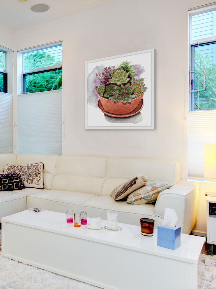 "Succulents" Framed Painting Print, 24"x24"