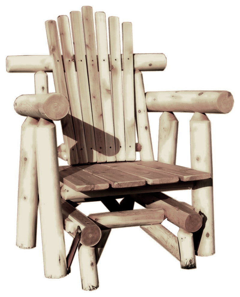 White Cedar Log Outdoor Adirondack Glider Chair