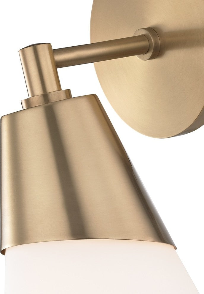 Cora Wall Sconce, Opal Etched Glass, Finish: Aged Brass