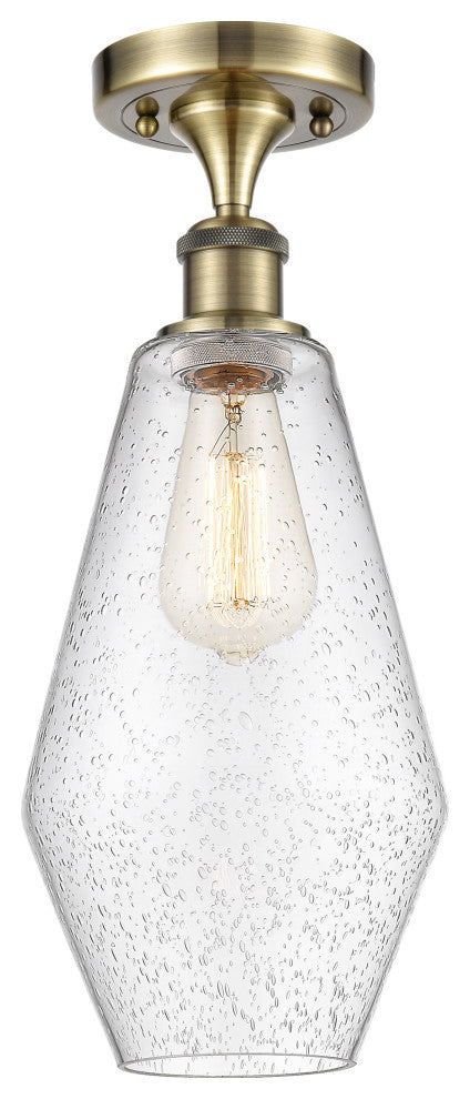 Innovations 516-1C-AB-G654-7 1-Light Semi-Flush Mount, Antique Brass
