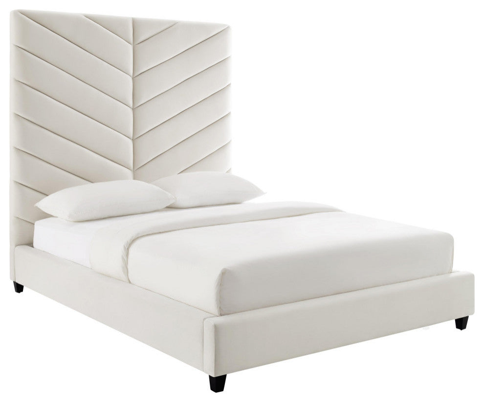 TOV Furniture Javan Cream Velvet Bed in King