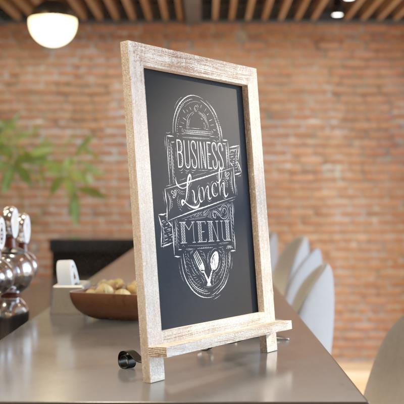 Canterbury Magnetic Chalkboard WithMetal Scrolled Legs, Hang or Countertop Board, 12" X 17" - Weathered Brown