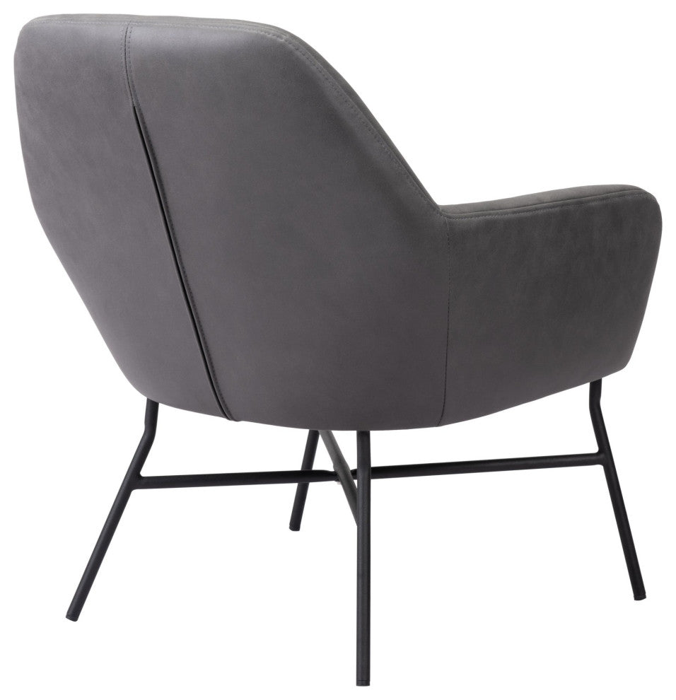 Accent Chair, Steel Metal, Fabric, Vintage Gray, Black, Lounge Hospitality