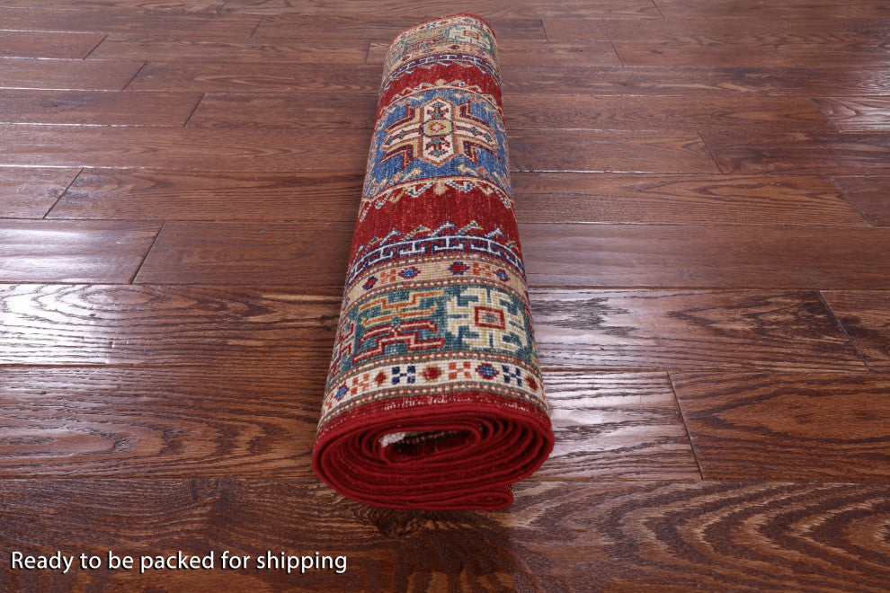Super Kazak Hand Knotted Runner Rug 2' 7" X 10' 0" - Q12967