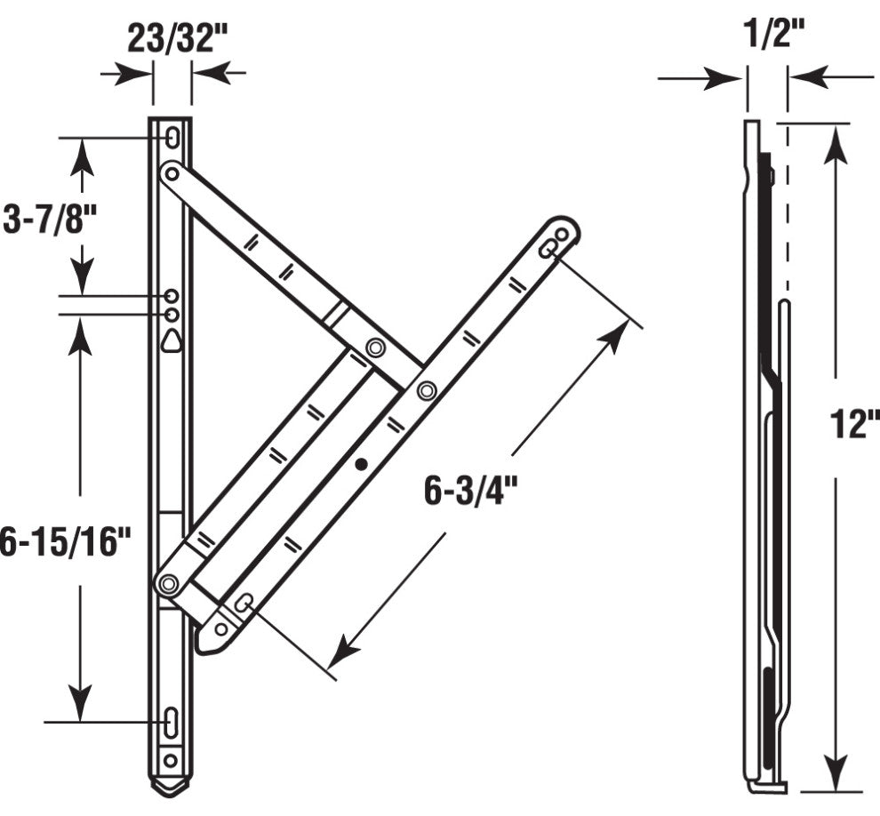 12", Stainless Steel, 4-Bar Hinge Casement or Projecting Window