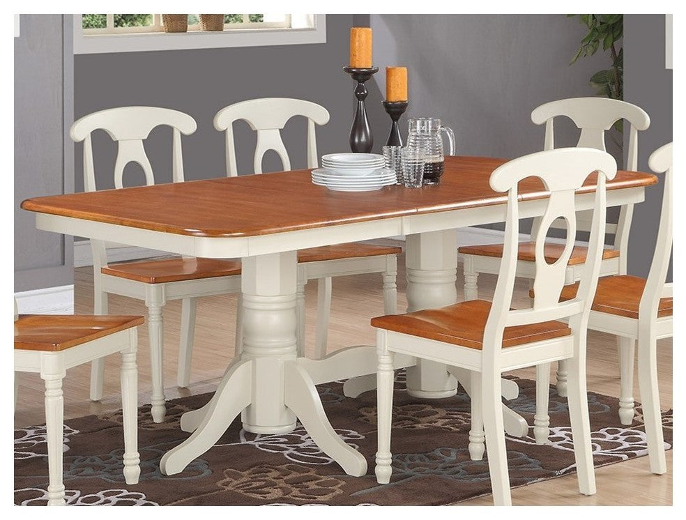 Napoleon Rectangular Round Corner Dining Table With 17", Self Storage Leaf