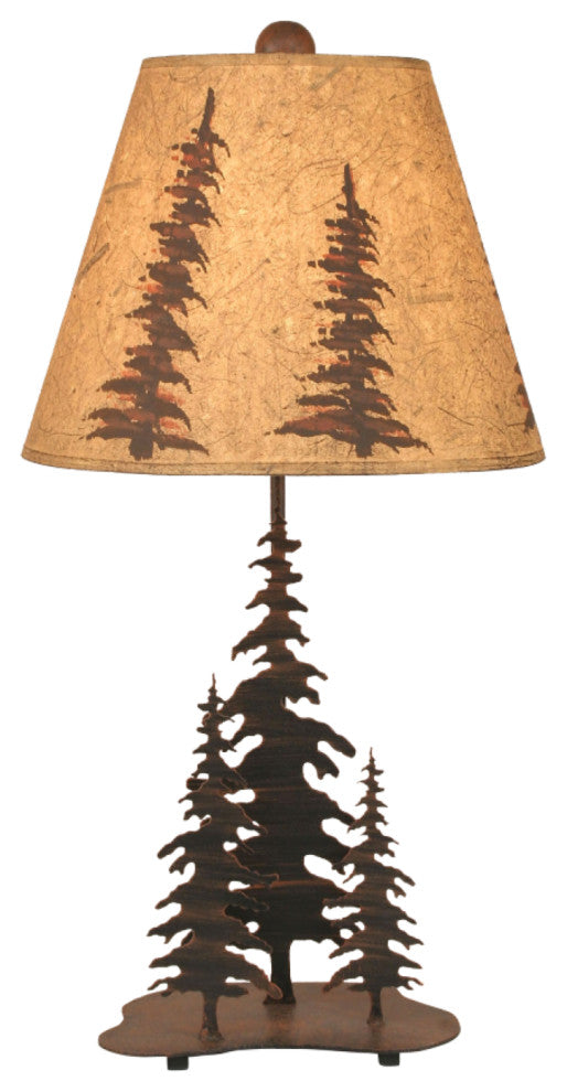 Burnt Sienna Iron Nature Scene With 3 Feather Trees