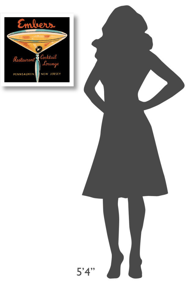 "Embers Restaurant Cocktail Lounge" Paper Print by Vintage Booze Labels, 18"x18"