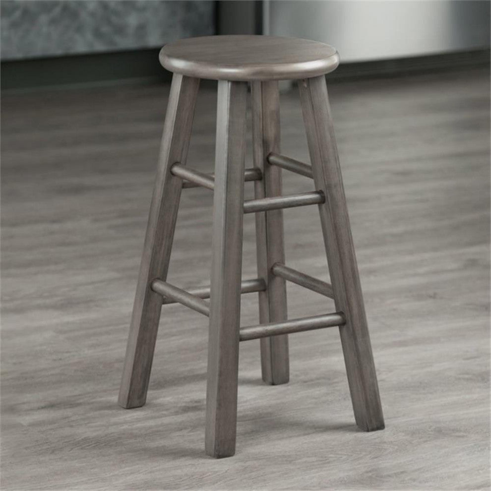 Winsome Ivy 24" Transitional Solid Wood Counter Stool in Rustic Gray