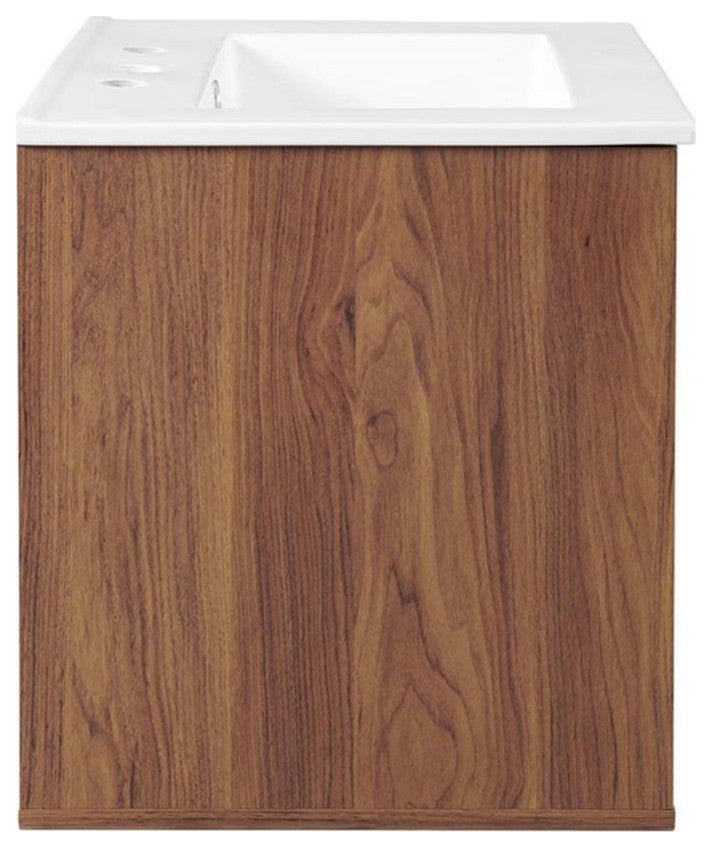 Transmit 24" Wall-Mount Bathroom Vanity-Walnut White