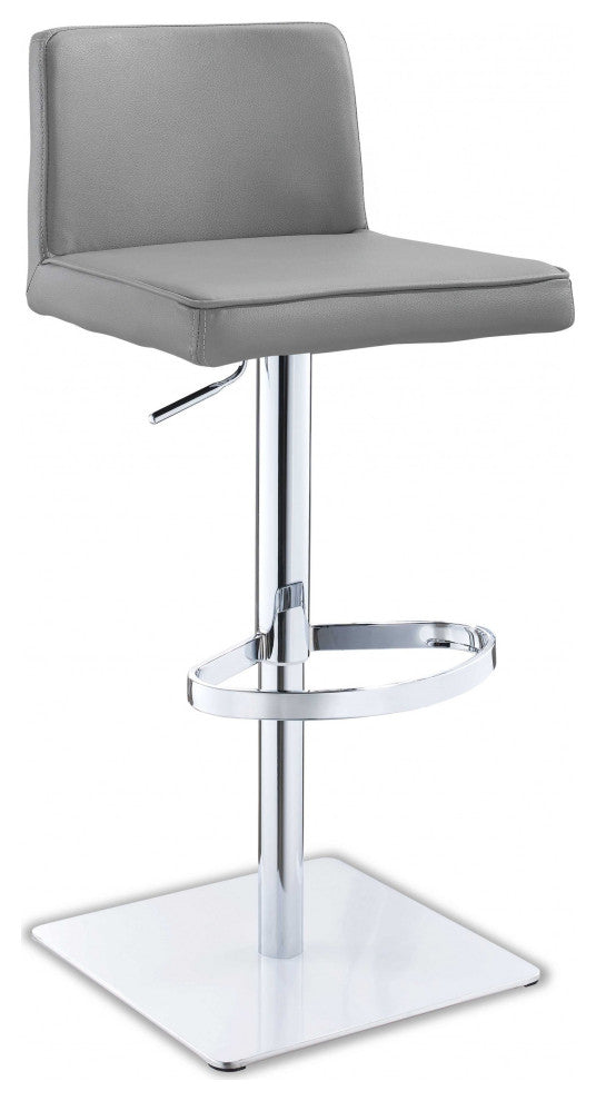 18" X 20" X 32"/41" Gray Faux Leather Bar Stool