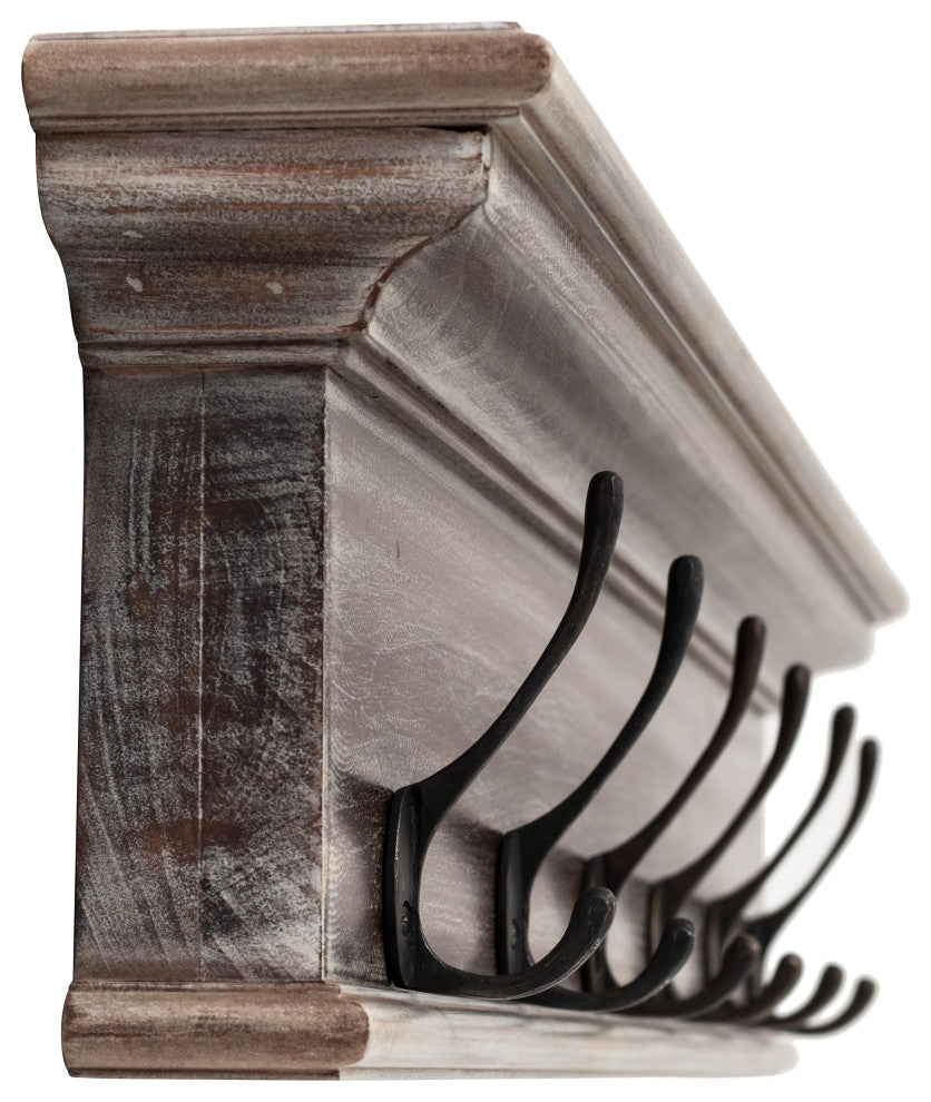Halifax 6 Hook Coat Rack, Natural Wash