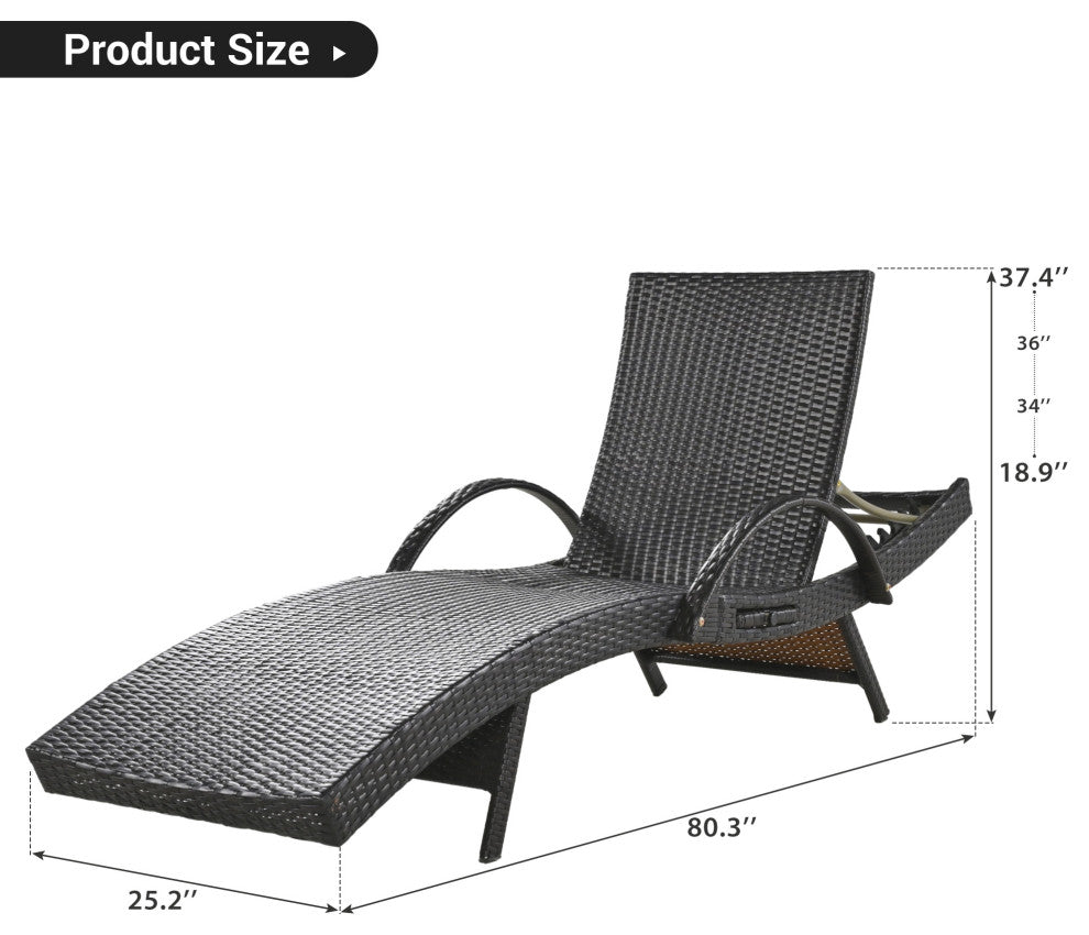 Gewnee Outdoor Wicker Chaise Lounge Chairs Set of 2