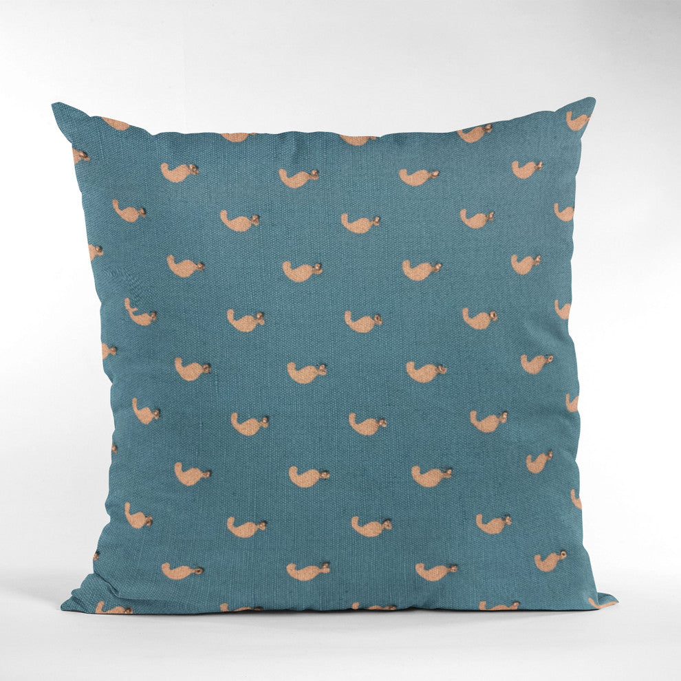 Plutus Blue Beaded Motif Luxury Throw Pillow, 22"x22"