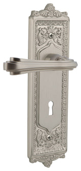 Egg & Dart Plate With Keyhole Fleur Lever, Satin Nickel, Left-Handed