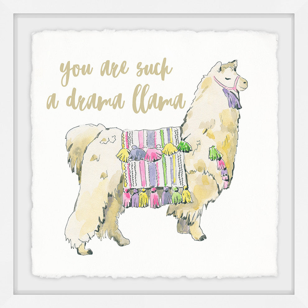 "Drama Llama" Framed Painting Print, 24"x24"