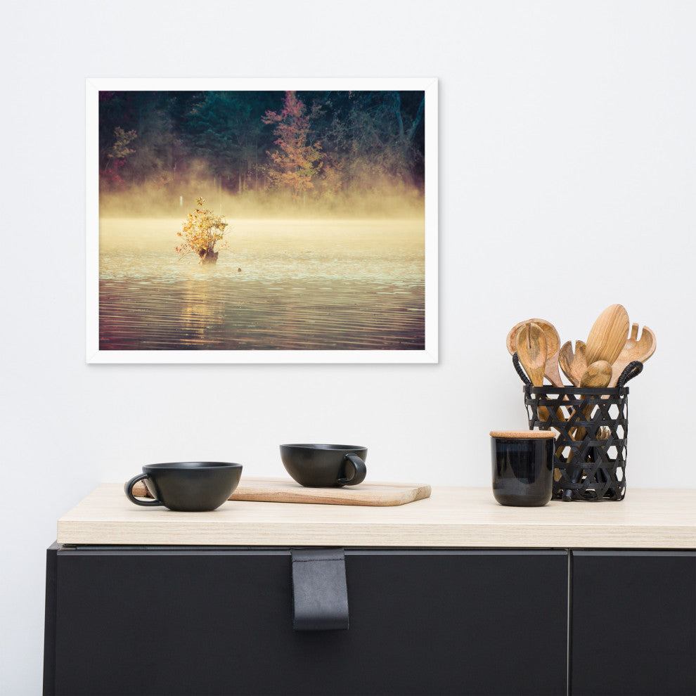 Golden Mist on Waples Pond Framed Photo Paper Wall Art Prints, White, 16" X 20"
