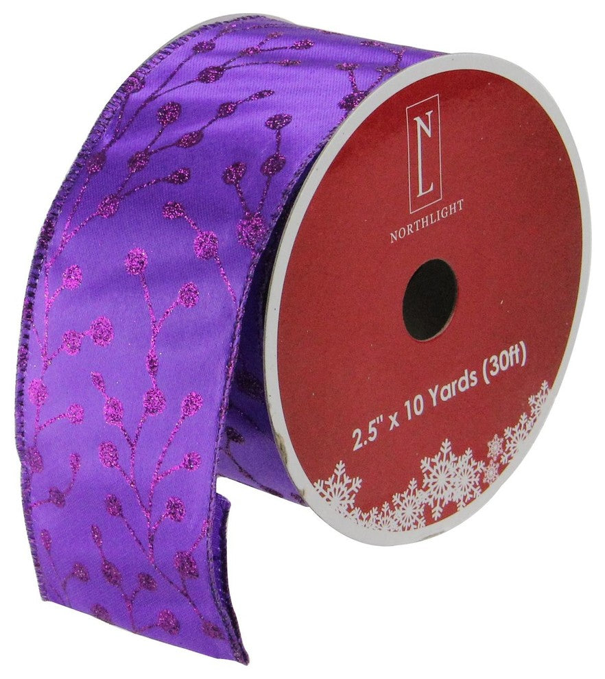 Purple Tree Wired Christmas Craft Ribbon