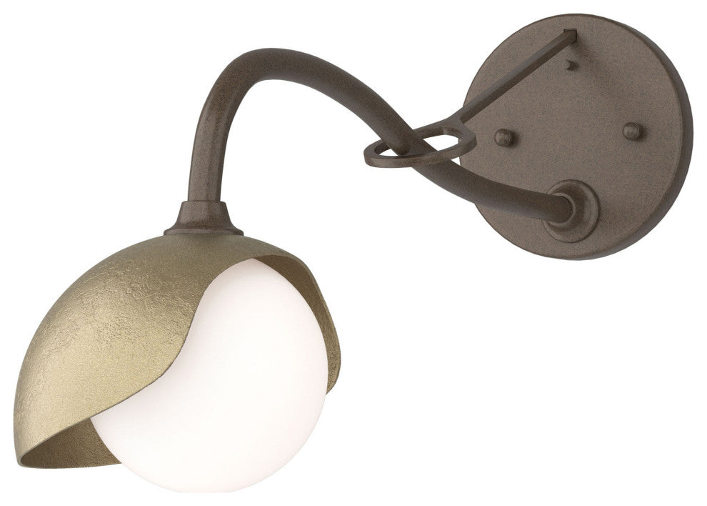 Brooklyn 1-Light Single Shade Sconce, Bronze, Soft Gold, Opal Glass