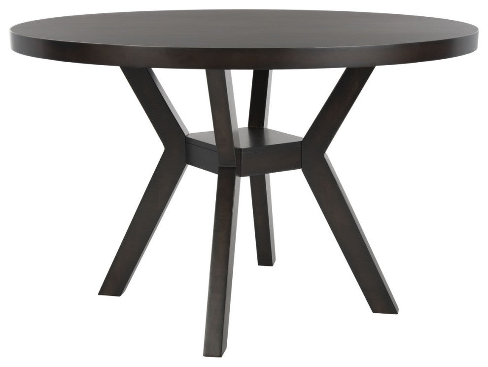 Safavieh Couture Luis Round Wood Dining Table, Black Charcoal