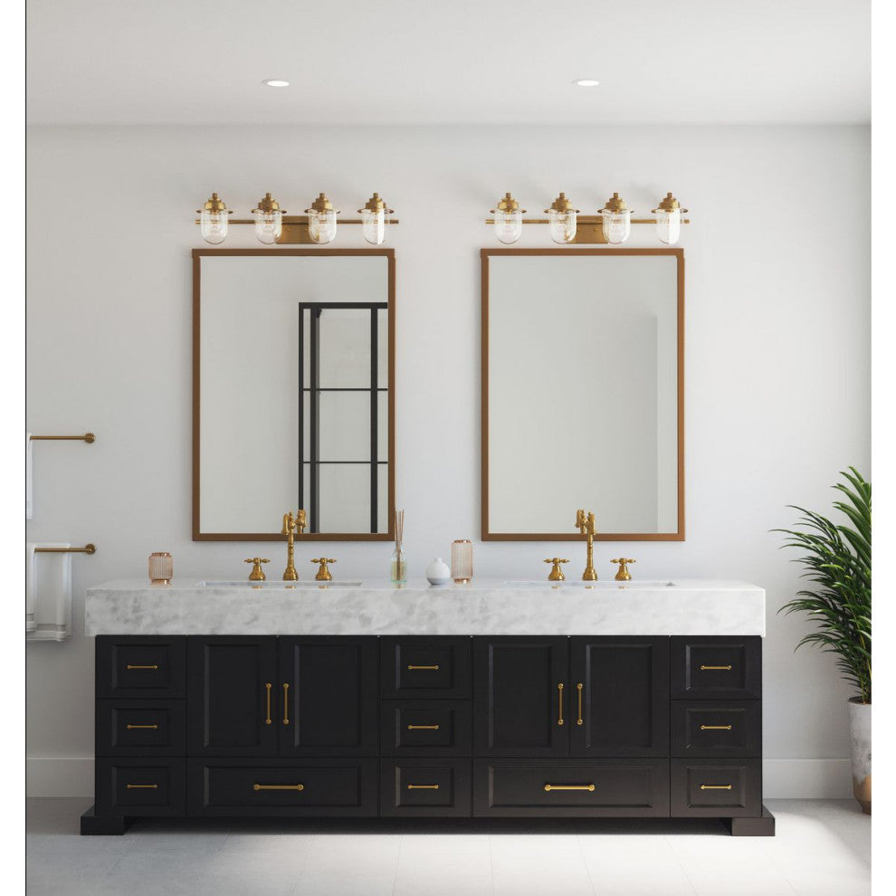 Northlake Collection Four-Light Vintage Brass Clear Glass Bath Light