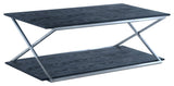 Westlake Black Veneer Coffee Table with Brushed Stainless Steel Frame