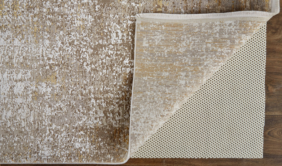 Weave & Wander Lindstra Rug, Taupe/Gold/Ivory, 7ft-9in x 11ft Rug