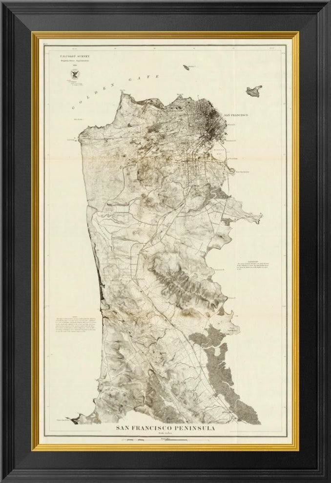 "San Francisco Peninsula, 1869"  by United States Coast Survey, 18x26"