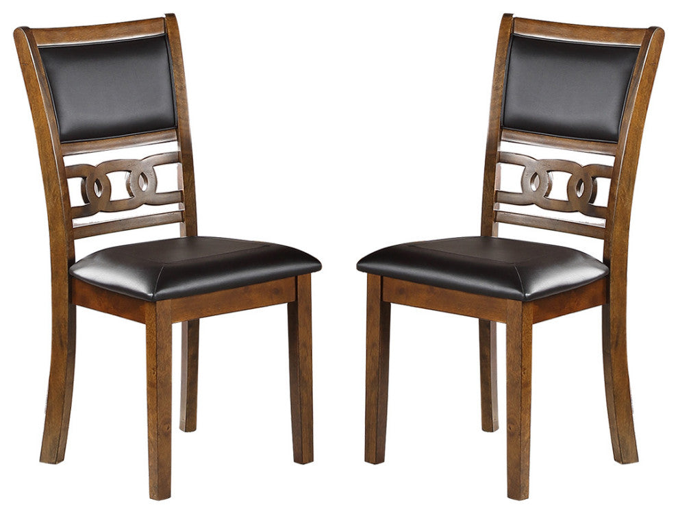 Set of 2 Upholstered Dining Chair in Walnut Finish