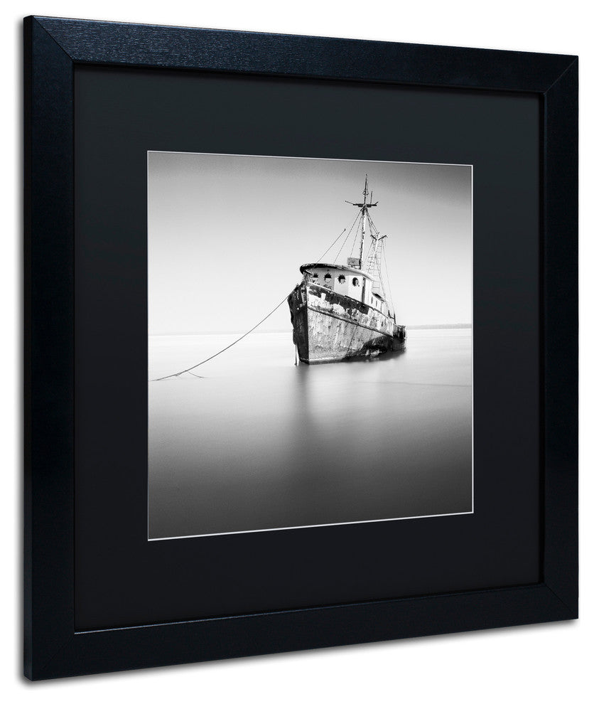 "Barco Hundido" Matted Framed Canvas Art by Moises Levy
