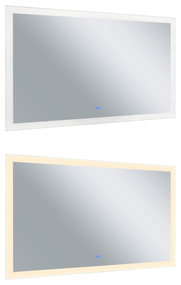 Abigail Rectangle Matte White LED 58 in. Mirror