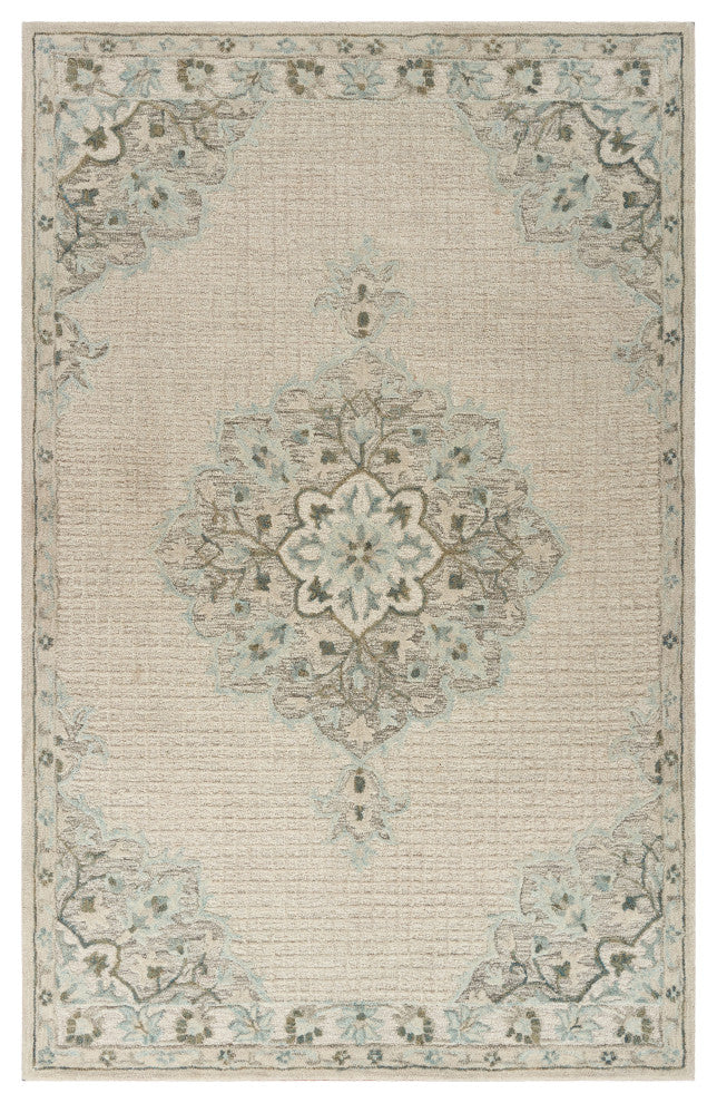 Ivory Medallion Area Rug, 5' X 7'9"