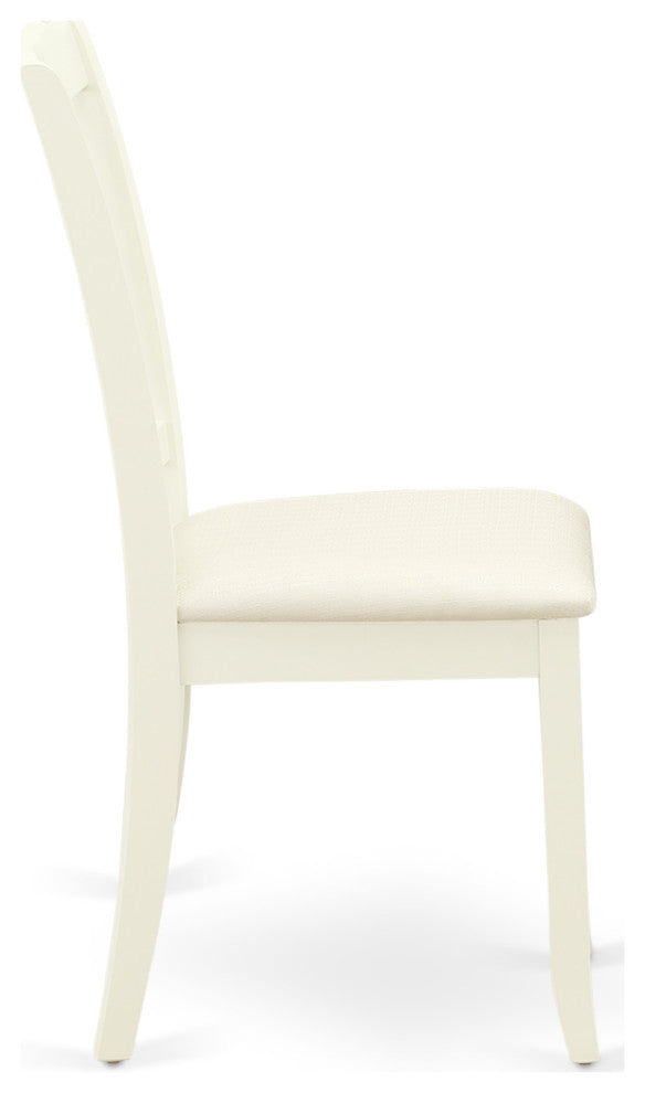 5Pc Dining Set, Square Table, Four Linen Seat Chairs, Linen White