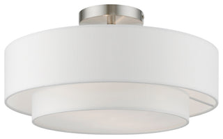 Meridian 2 Light Brushed Nickel Semi-Flush With Off-White Shade