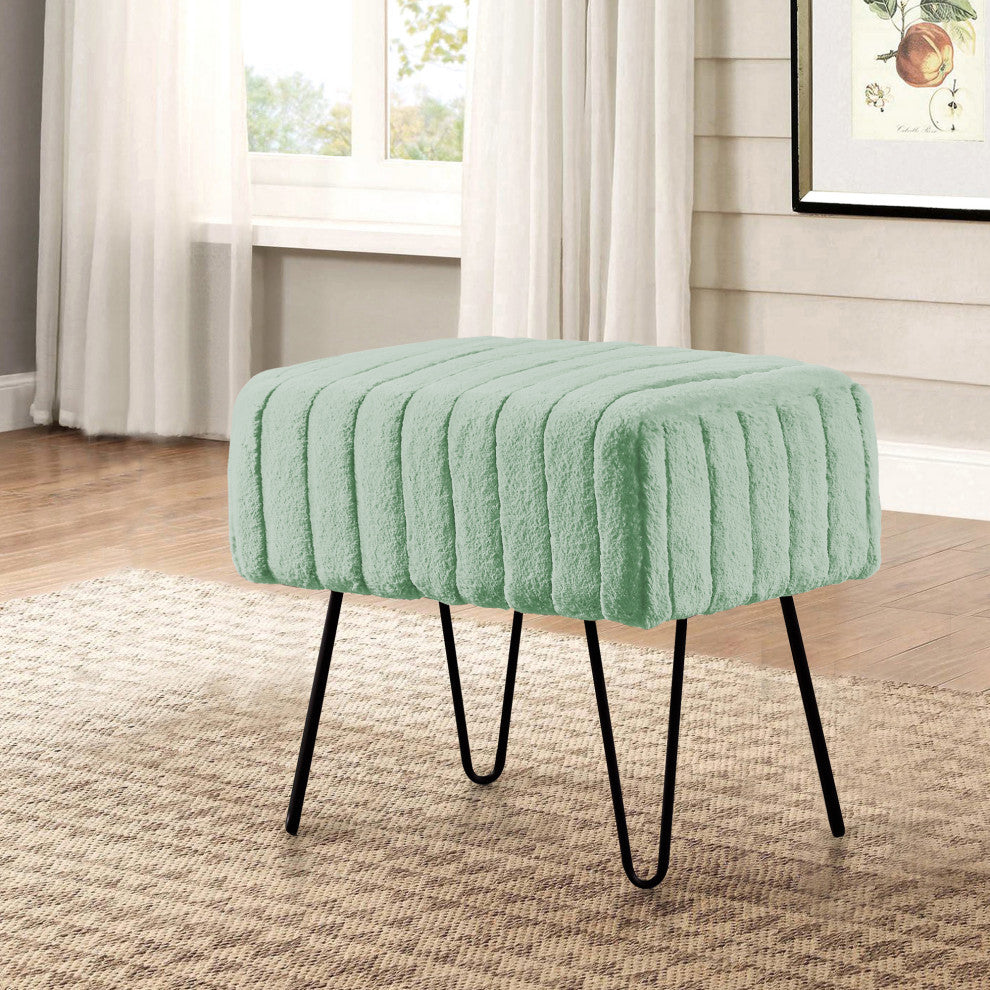 Serenta Super Mink Ottoman, Sea Foam, 19''x13''x17''