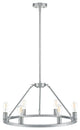 Sonoro Vertical Light Industrial Round Chandelier, Silver