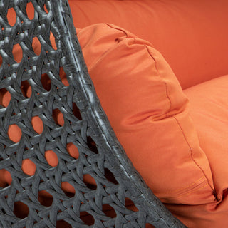 2 Person Charcoal Wicker Double Hanging Egg Swing Chair, Orange