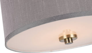 Drum Shade Semi-Flush, Brass, Gray, Pendant, 15", LED