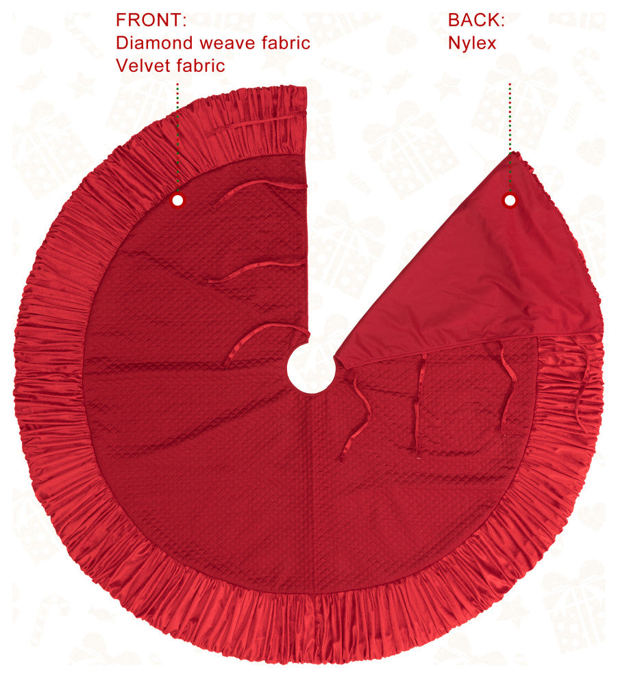 72"D Velvet Ruffled Christmas Tree Skirt