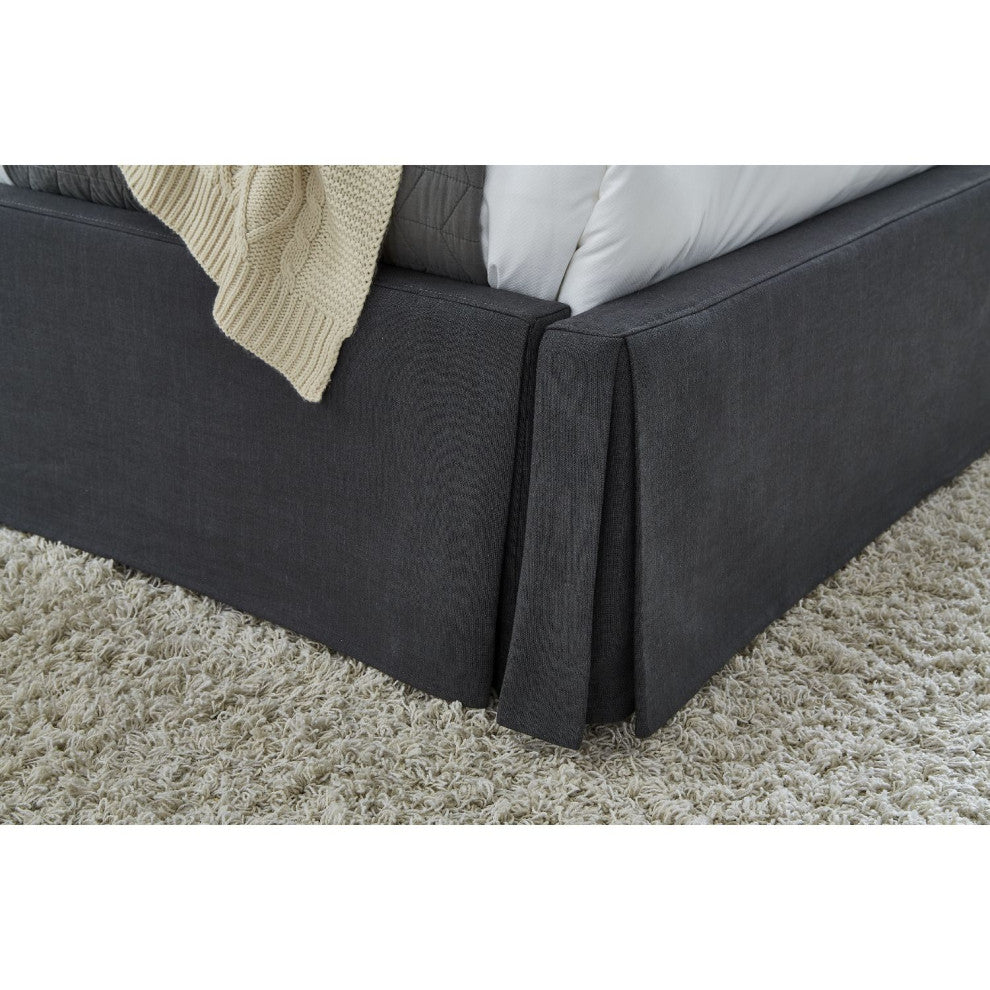 Modus Cheviot Full Upholsterd Skirted Storage Panel Bed in Iron