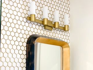 Maxim 22414 Contessa 28"W Bath Light - Natural Aged Brass / Satin White Glass