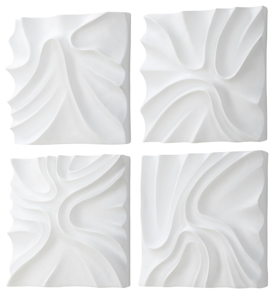 Uttermost 04368 Snowdrift 15" x 15" Sculptural Wall Panels - Set - White